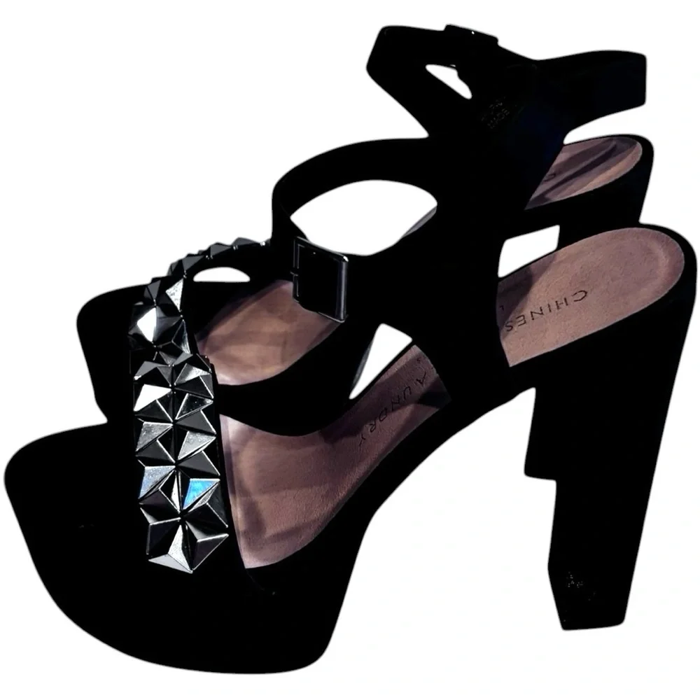 Chinese Laundry Black Studded Platform Sandals